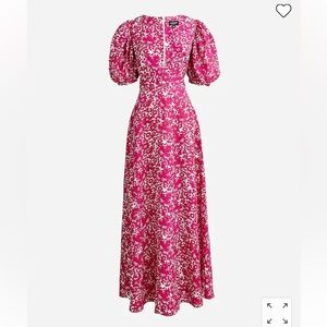 J Crew Collection puff-sleeve V-neck maxi dress in drapey floral. NWT!